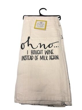 Three Girls and a Wish Funny Wine Dish Towel Set of 2 NWT "Bought Wine"